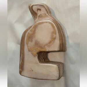 Hand Carved Soapstone Bird Figurine Tan Beige Brown South African Abstract